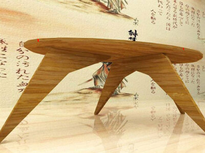 Desenvolvida pela aluna Leticia R. Gonçalvez, mesa selecionada para a exposição elementos inspirados no mobiliário nacional da década de 50-60