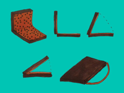 Banco dobrável em formato de bolsa será compartilhado em plataforma open source para que qualquer pessoa possa reproduzi-lo - Foto: Reprodução