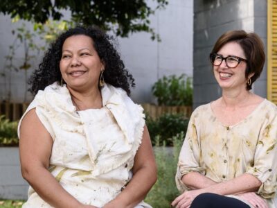 Maria Luiza Veloso e Gisele Cristina Felipe, criadoras da Estamparia Botânica da Fatec de Americana | Foto: Léo Salvato @leosalvato