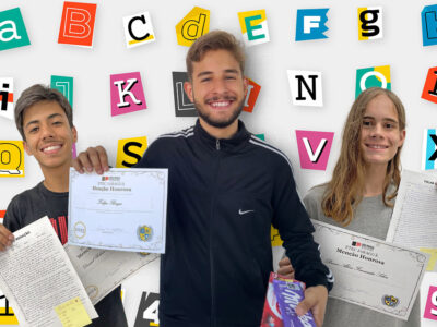 Felipe Borges (centro) ganhou o primeiro lugar no campeonato, Daniel Ribeiro (esquerda) segundo e Bruno Alves (direita) terceiro lugar