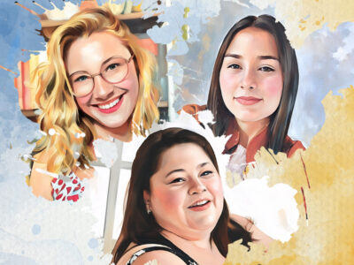 As educadoras Bianca (no canto esq.) e Hives (abaixo), e a estudante Jaiane (no alto, à dir.): a leitura floresce nas unidades | Arte: Divulgação