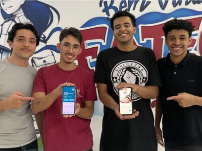 A partir da esquerda, Victor Taveira Navarro, Guilherme Felix Barreto, Vinícius Valero Chabariberi e Gabriel da Silva: Foto: Divulgação