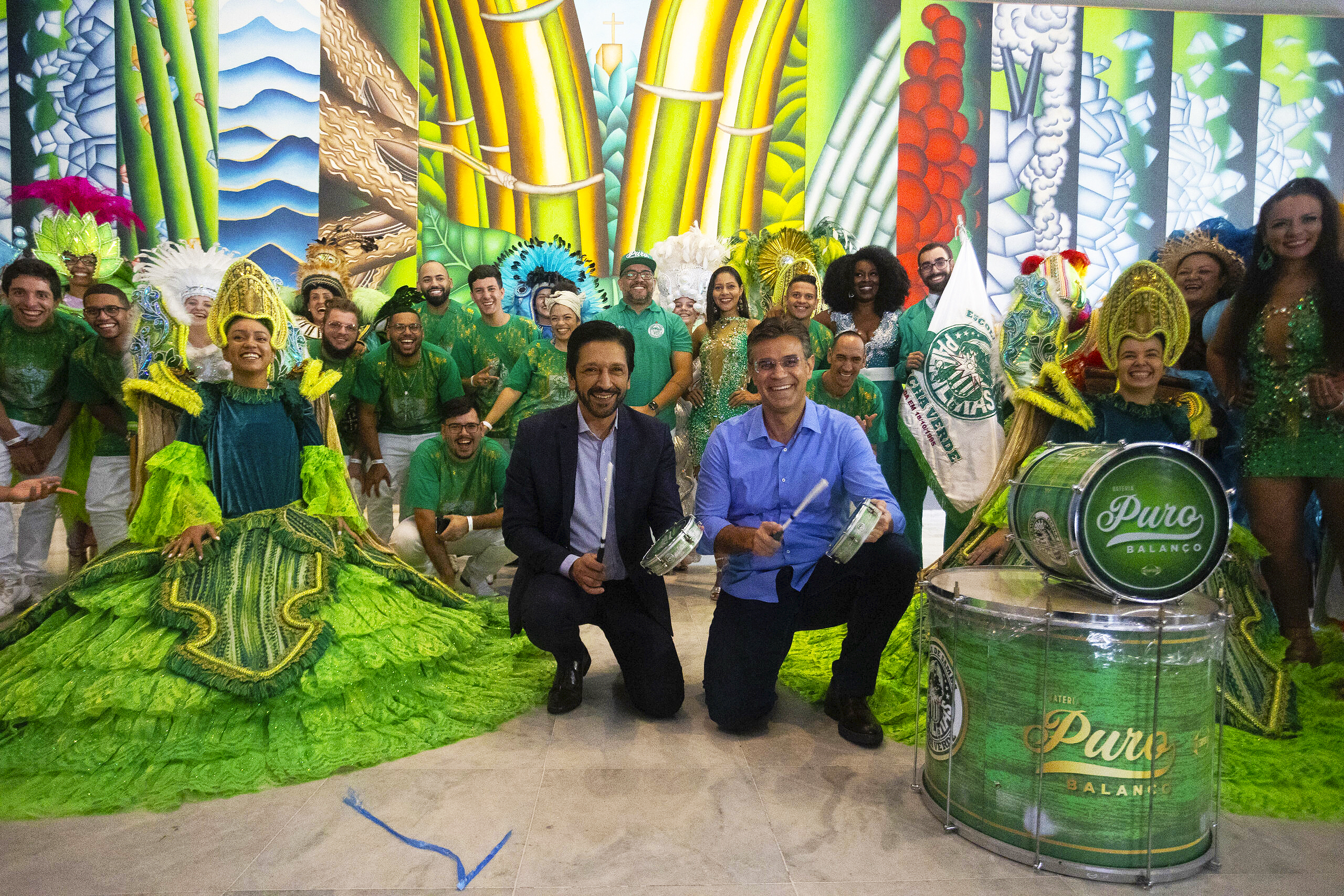 O prefeito da Capital, Ricardo Nunes, e o Governador Rodrigo Garcia no lançamento do Qualifica Samba l Foto: Divulgação