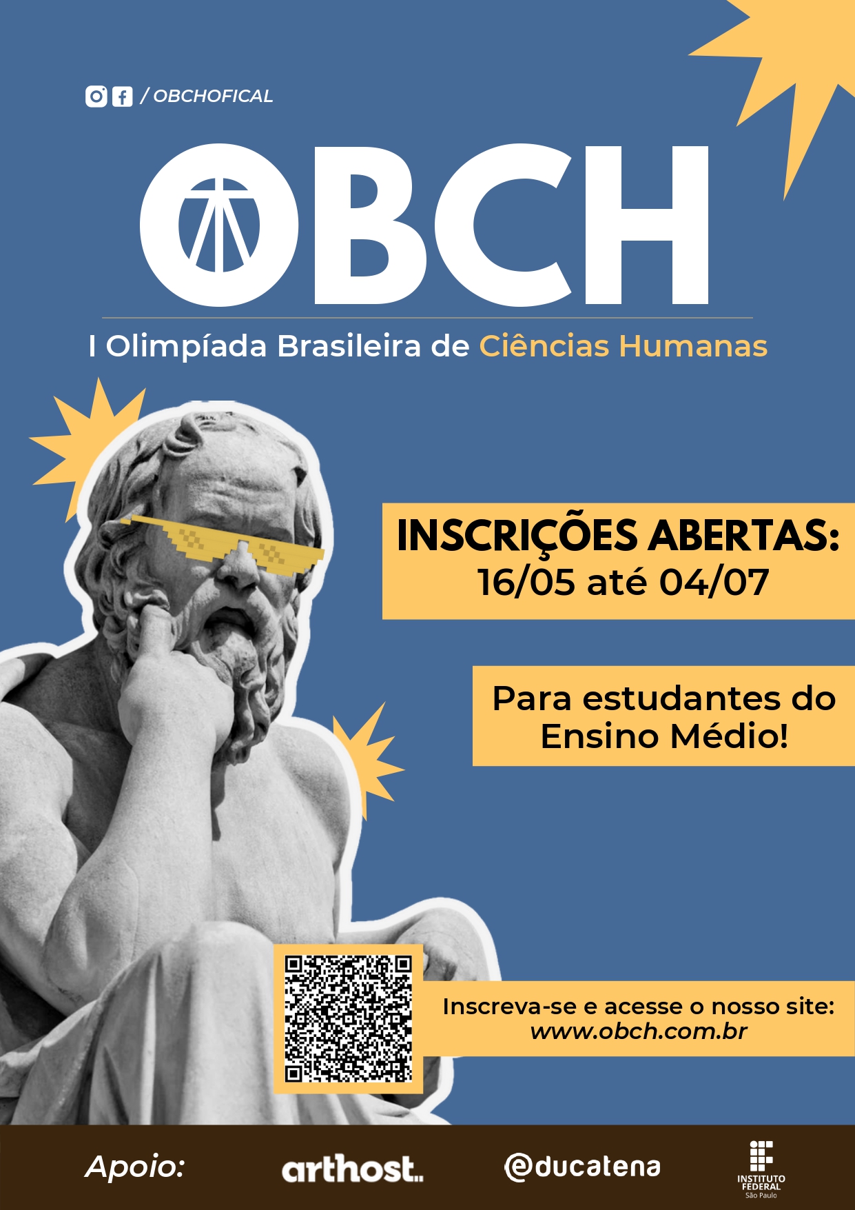 Olimpíada de Ciências Humanas está inscrições abertas até 04 de julho