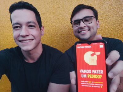 Guilherme João são os criadores da ferramenta online para venda de lanches, com interface para cantineiros e pais | Foto: Divulgação
