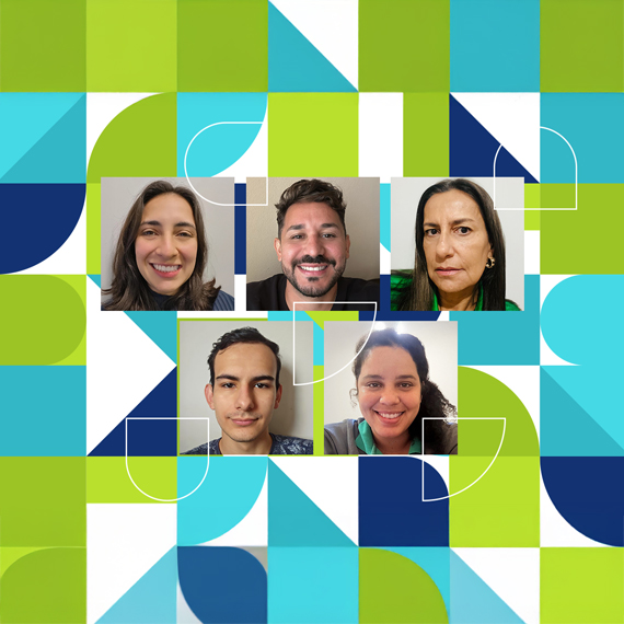 Em sentido horário, Gabrielle Baptista, Vinicius Marques, Rose Prado, Patrícia Barbosa e Vinicius Feliciano l Foto: Divulgação