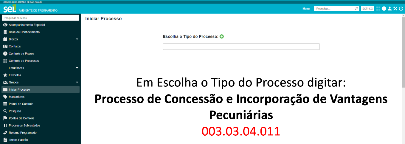 Tipo do processo