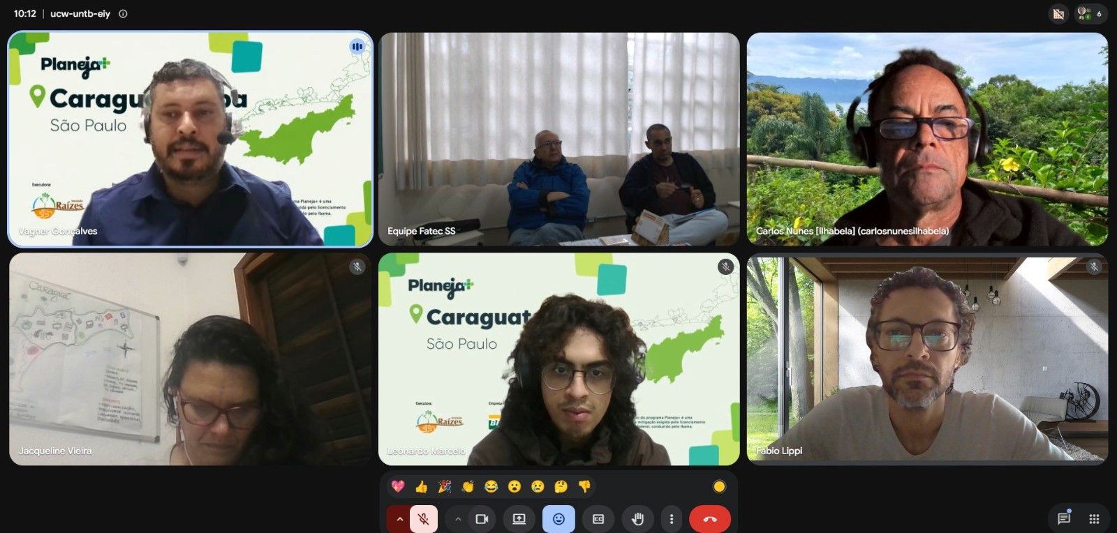Printscreen da reunião virtual com a Associação Raízes.