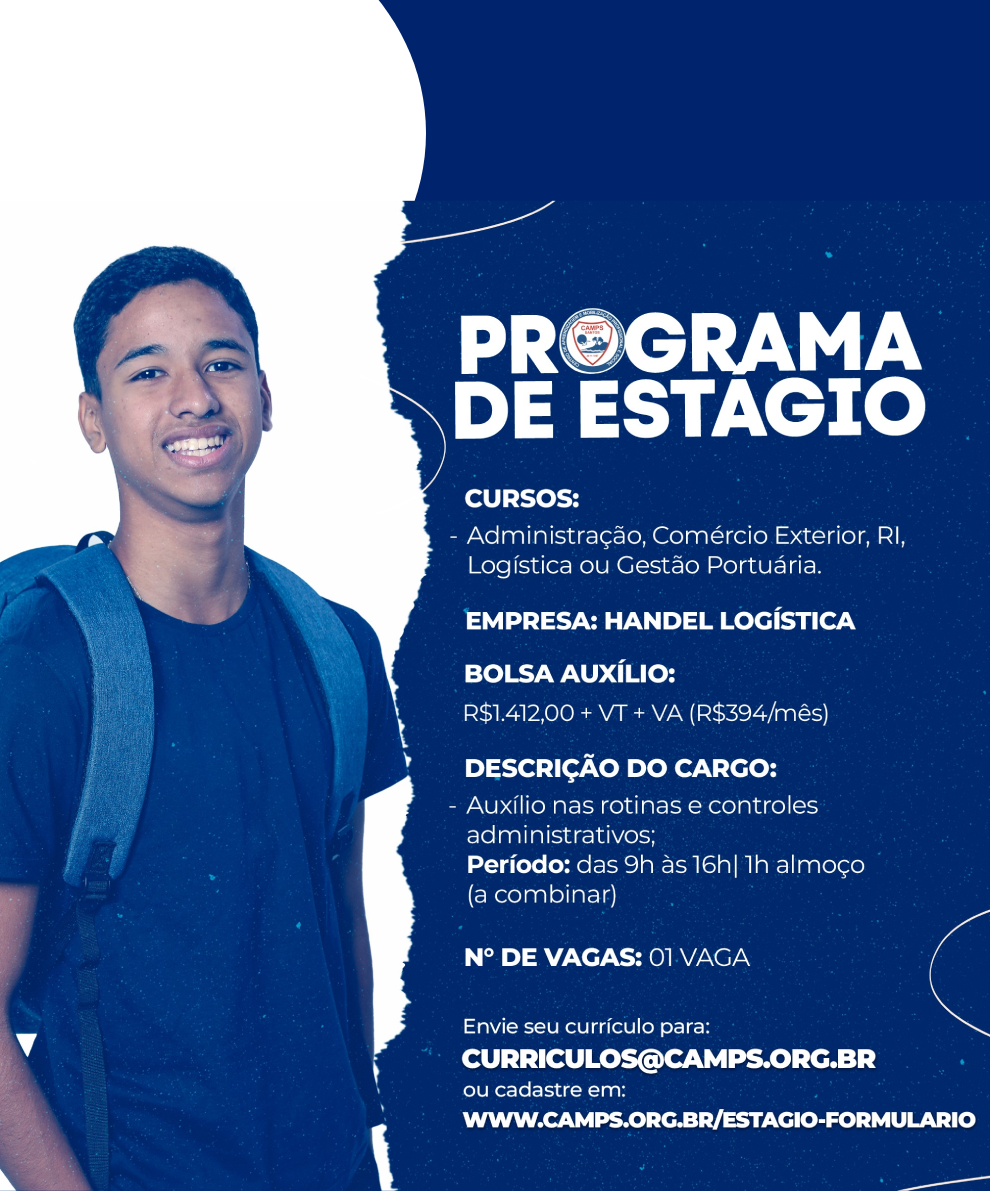 Programa de Estágio para Cursos de Administração, Comércio Exterior, RI,  Logística ou Gestão Portuária