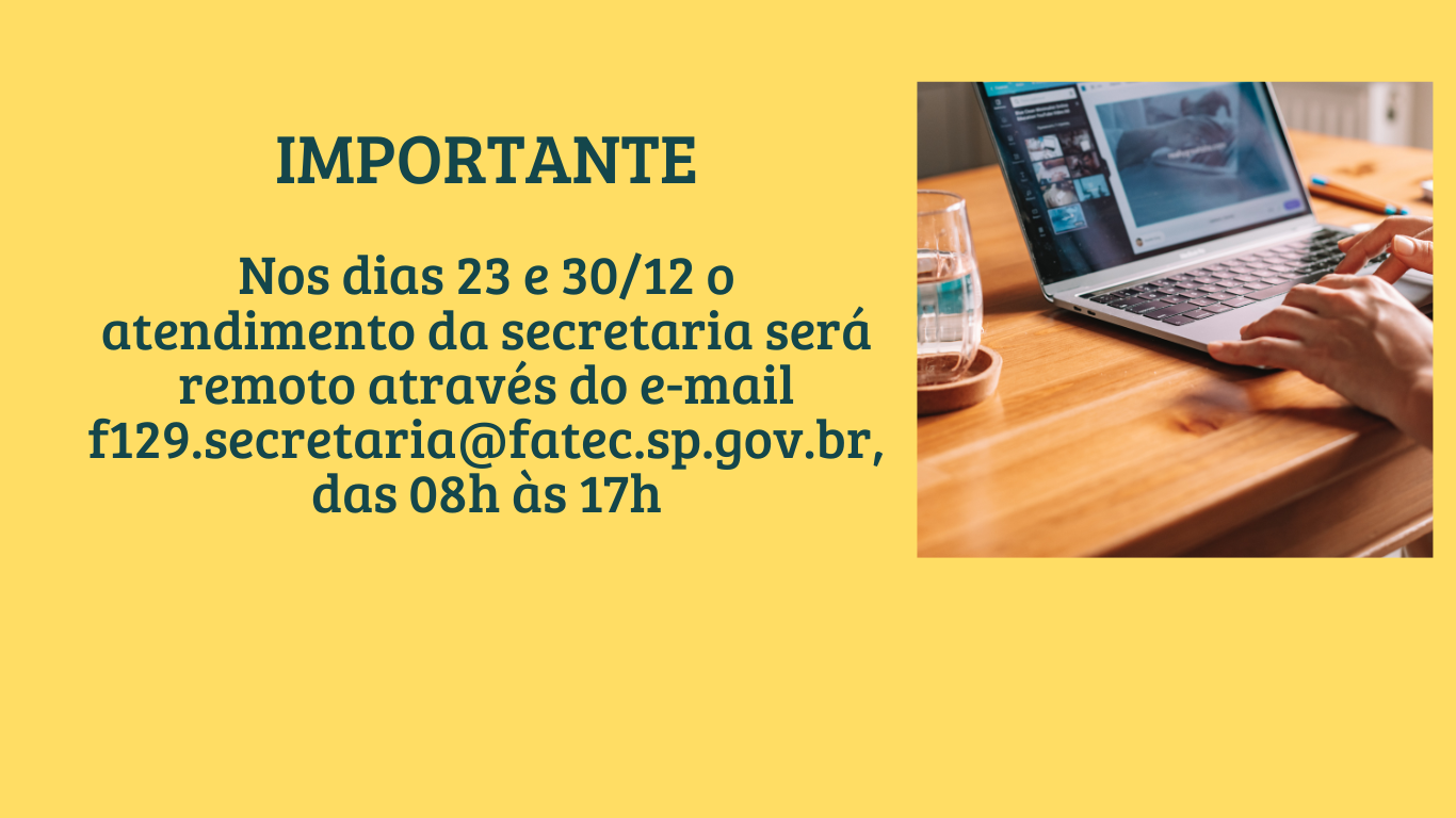 Atendimento secretaria dia 23 e 30 de Dezembro