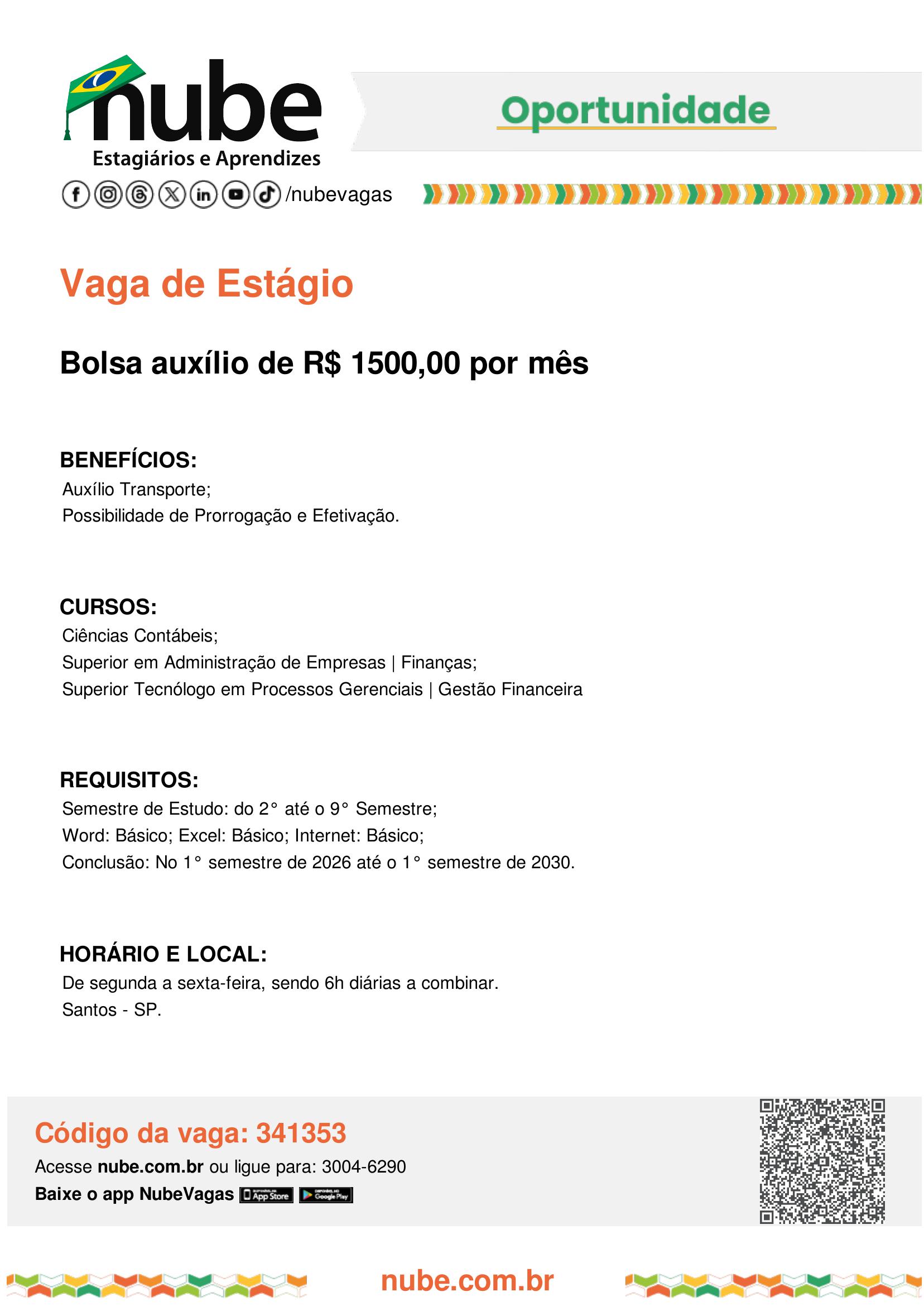 NUBE está com vagas de estágio abertas