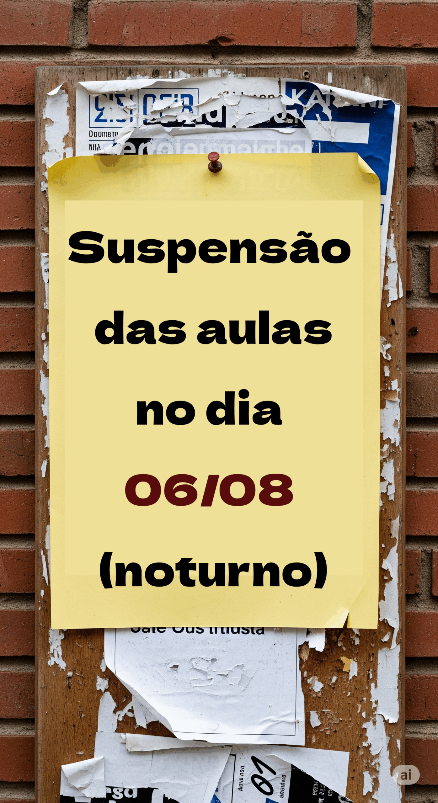 Suspensão das atividades acadêmicas-administrativas no dia 06/08 (noturno)