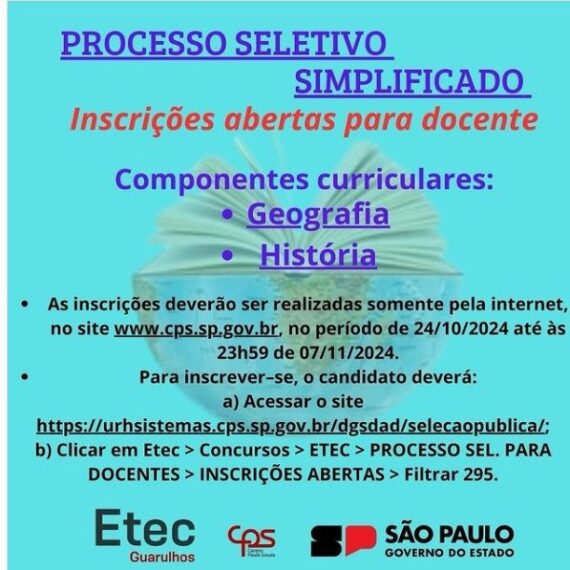 Processo seletivo para docente na ETEC de Guarulhos. | Foto: Divulgação