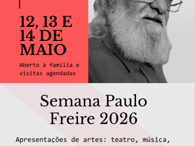 Post de apresentação da Semana Paulo Freire de 2026 da Etec de Guarulhos