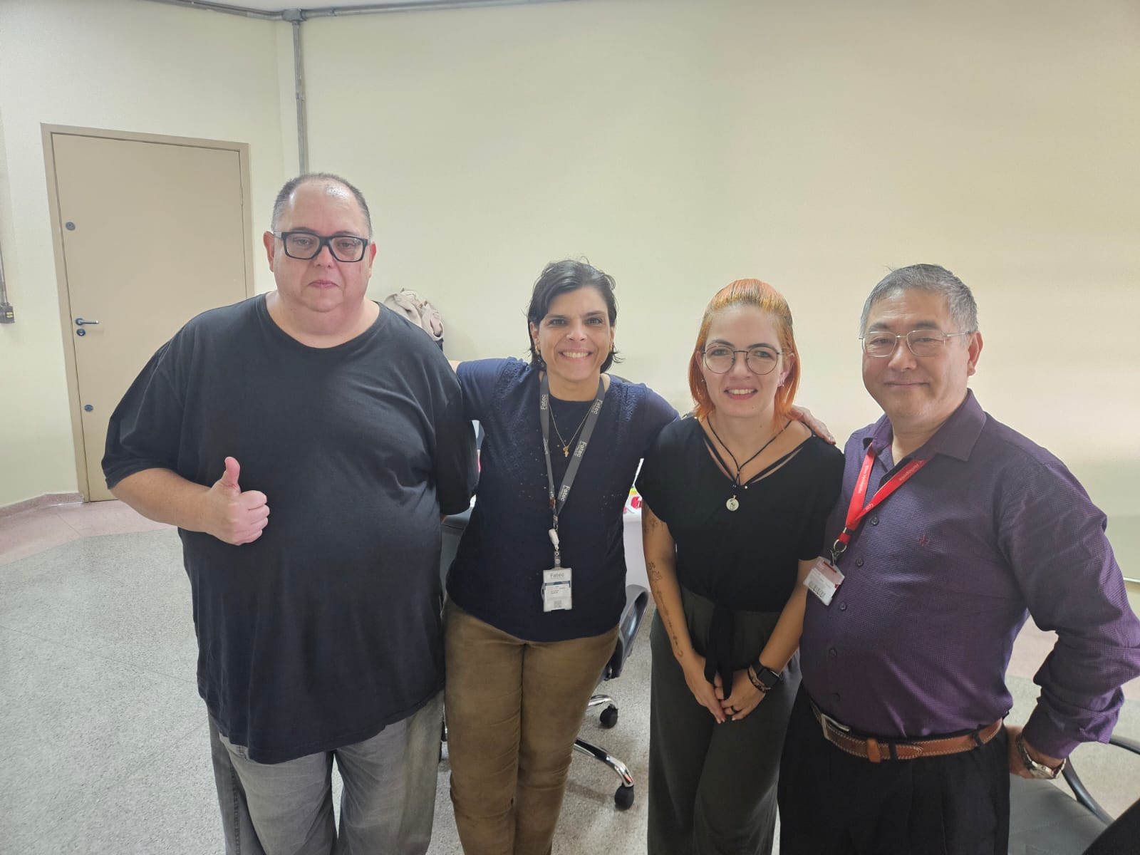 Da esquerda para a direita, Profs. Alan Carvalho, Adriane Monteiro Fontana, Isis de Oliveira Campos Estevo e Edson Shigueharu Yokota.