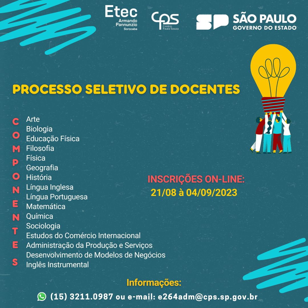 Estão abertas as inscrições para os processos seletivos das Etecs