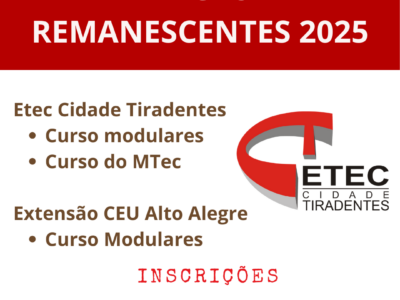 Etec Cidade Tiradentes vagas remanescentes