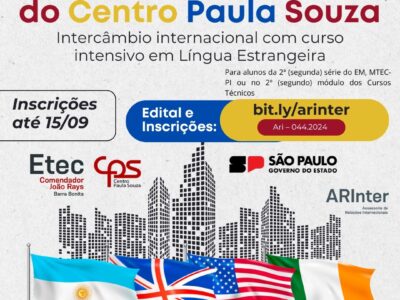 Intercâmbio internacional com curso em língua estrangeira inscrições até 15/09