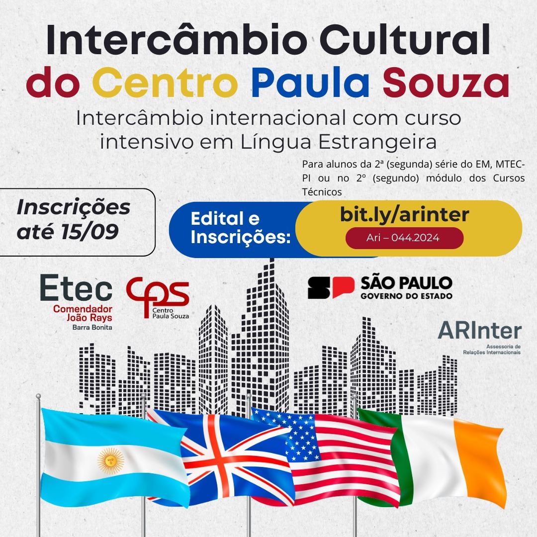 Intercâmbio internacional com curso em língua estrangeira inscrições até 15/09